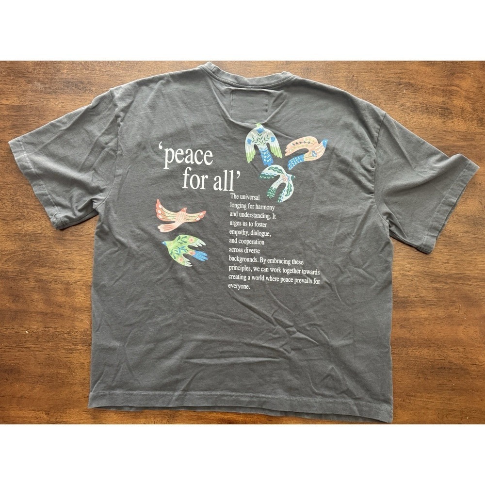 American Garage by Ravelheart Men's PEACE FOR ALL T-Shirt - Gray Oversized XL